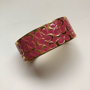 Pink and Gold Coach Metal Cuff Bracelet